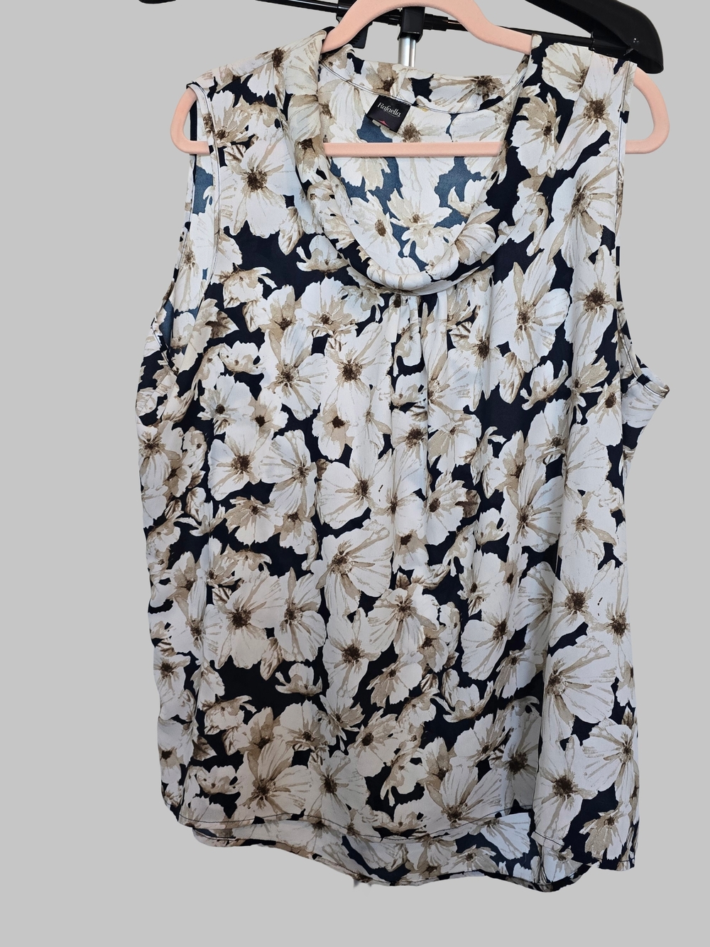 Rafaella Navy Floral Sleeveless Cowl Neck Camisole